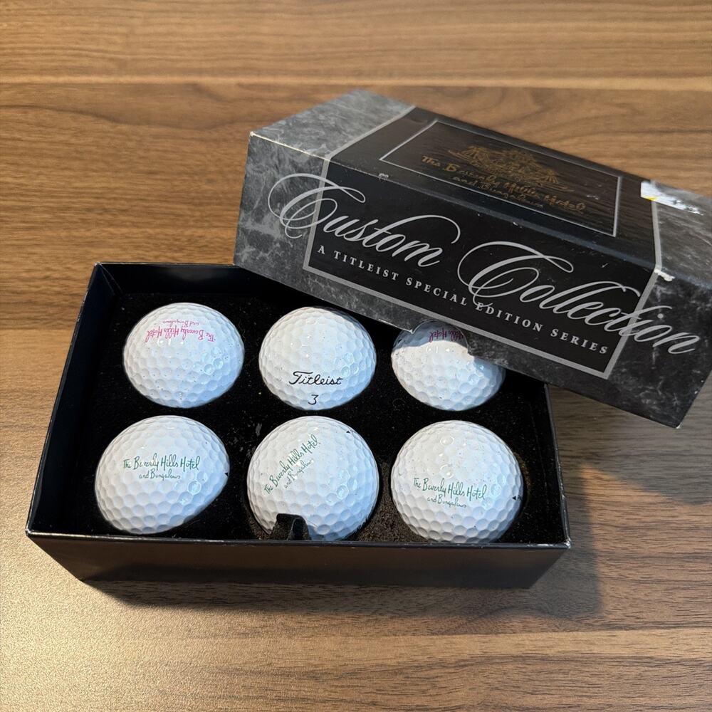 Vtg Beverly Hills Hotel & Bungalows Golf Ball Set of 6 Pro V1 392 orig box HTF